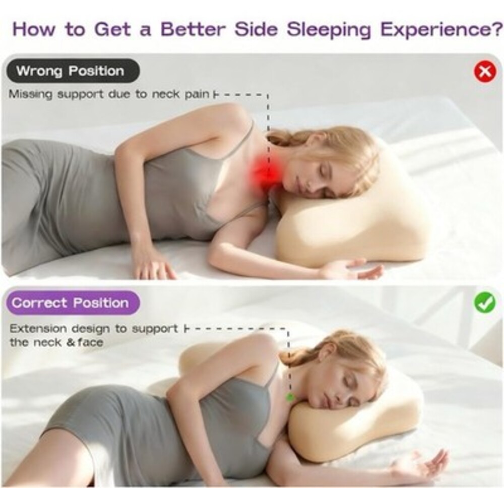 ZZ-WELL Cervical Neck Pillow for Side Sleepers - Patented Cooling Memory Foam - Picture 7 of 8